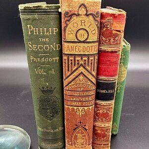 Antique Books Lot Of 4  - Interesting Reads and Old Worn Bookshelf Decor Staging